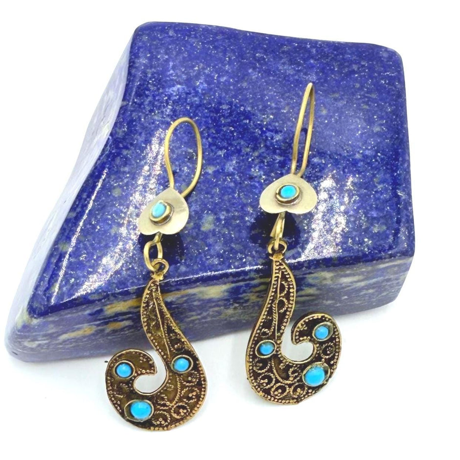 Turquoise Afghan Bird Earrings