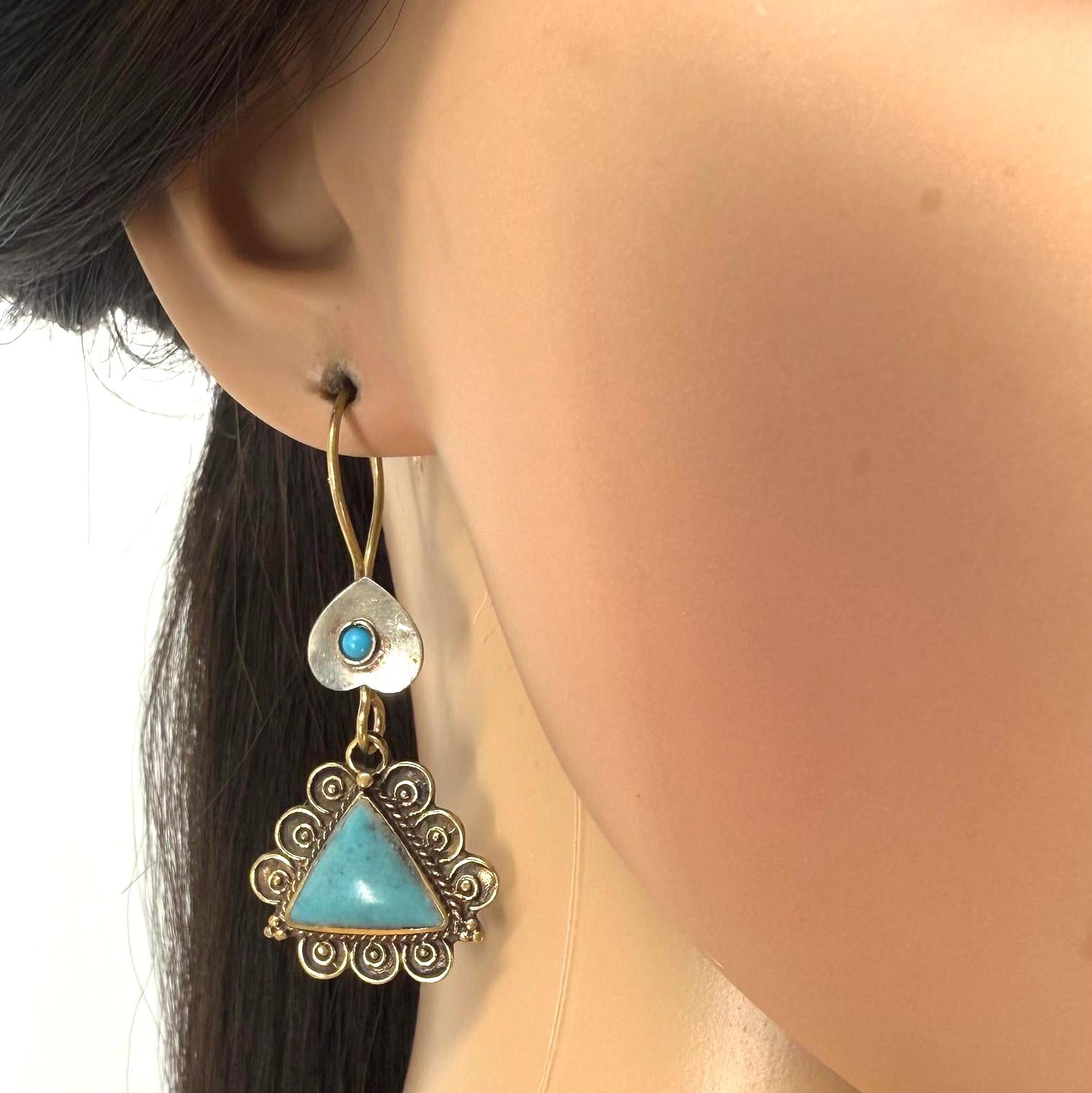 Vintage Afghan Triangle Earrings