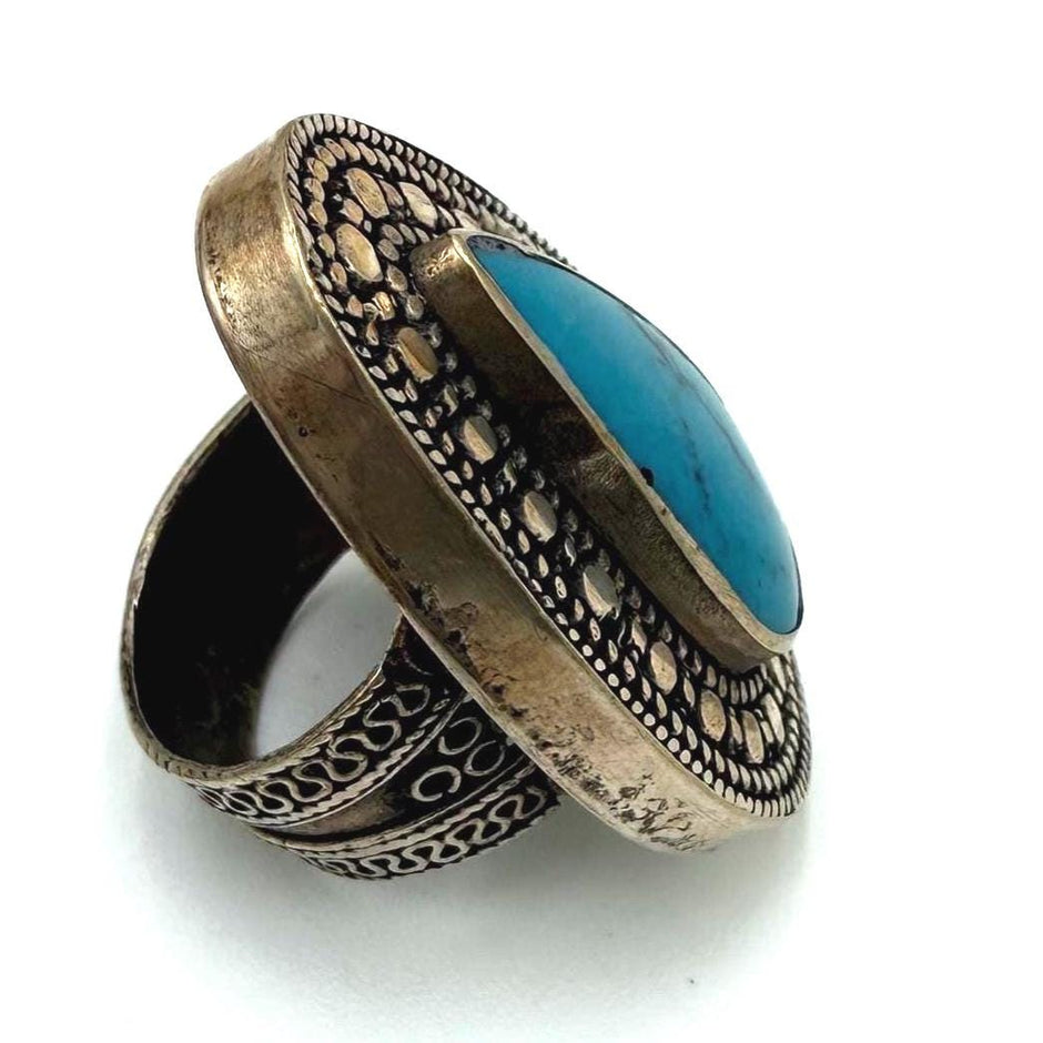 Vintage Afghan Rings With Blue Stone