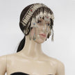 Vintage Turkmen Tribal Headpiece: Ethnic Alpaka Jewelry with Glass Beads & Tassels for Costuming