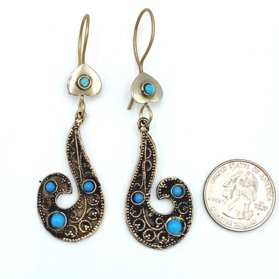 Turquoise Afghan Bird Earrings