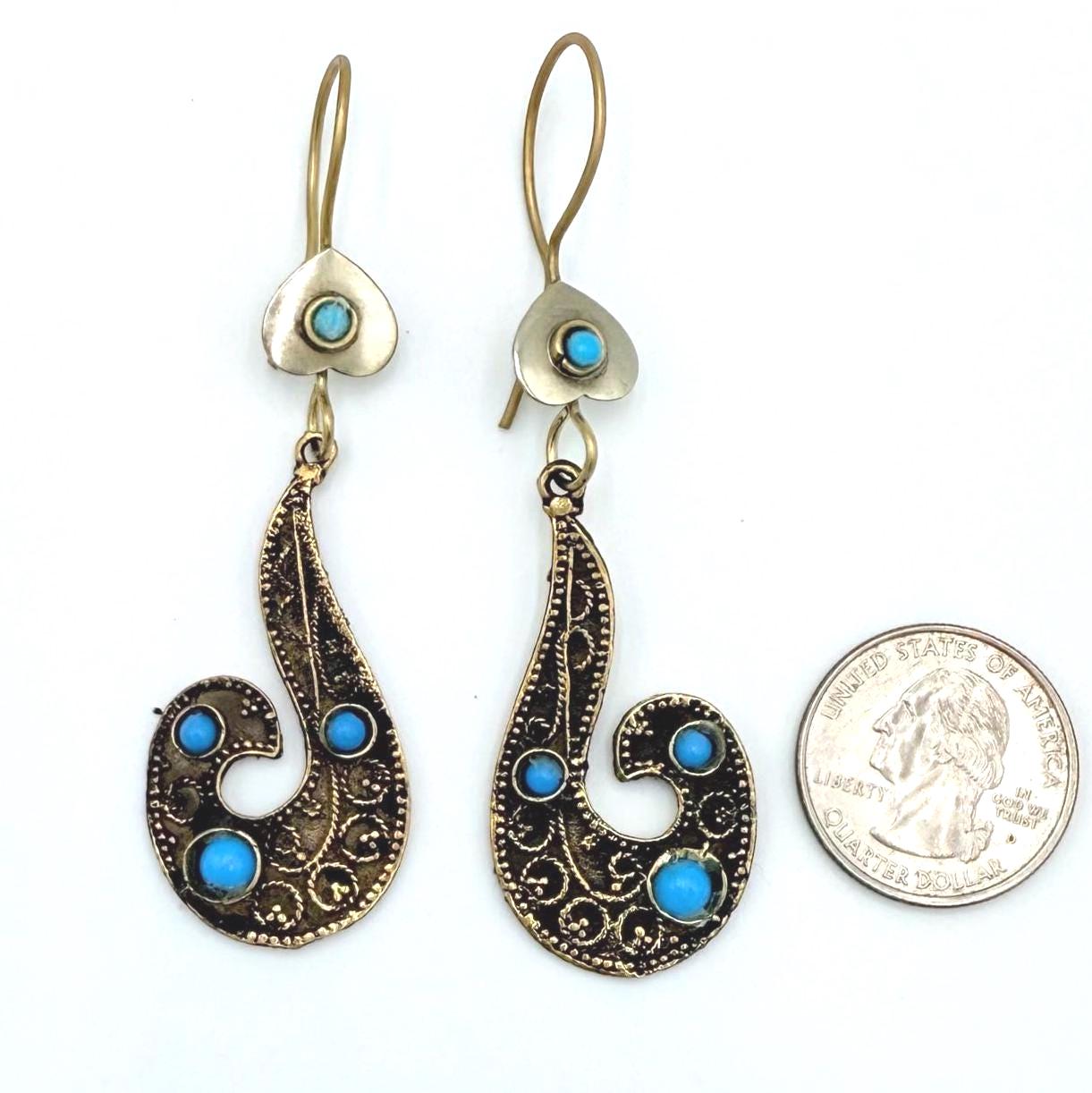 Turquoise Afghan Bird Earrings