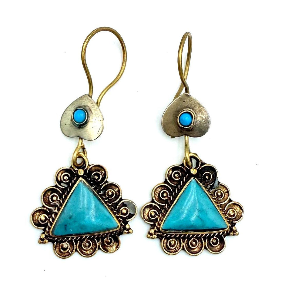 Vintage Afghan Triangle Earrings