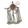 Vintage Afghan Kuchi Tribal Pendant - Handmade Red Jewelry for Belly Dance & Statement Necklaces