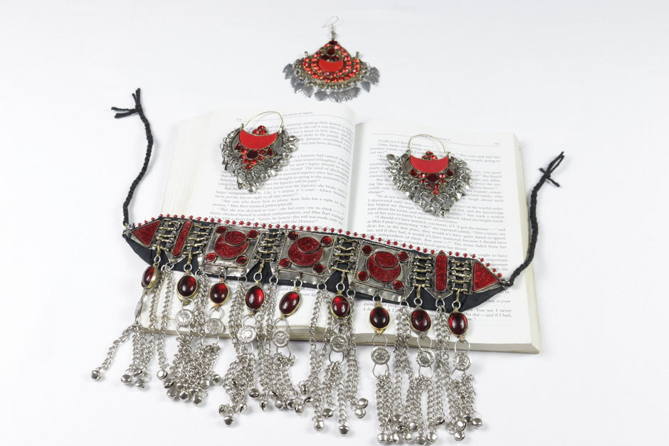 Afghan Bridal Jewelry Set red
