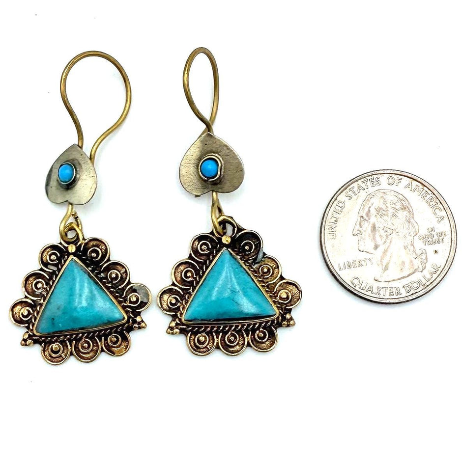 Vintage Afghan Triangle Earrings