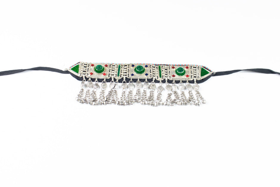 Green Vintage Style Afghan Choker Necklace