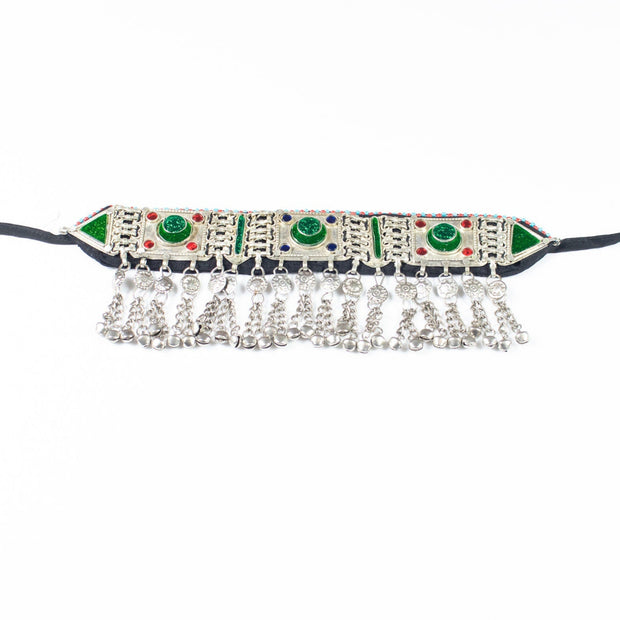 Green Vintage Style Afghan Choker Necklace