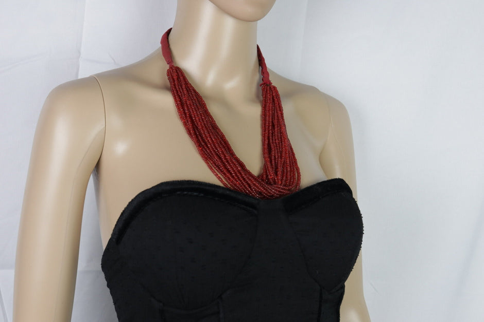 Afghan Seed Beads Necklace, Multi Strands Necklace, Tribal Belly Dance Necklace, Red Color Necklace, Mix Charm Necklace, Afghan Necklace,