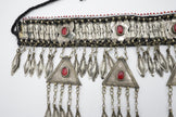 Vintage Turkmen Tribal Headpiece: Ethnic Alpaka Jewelry with Glass Beads & Tassels for Costuming