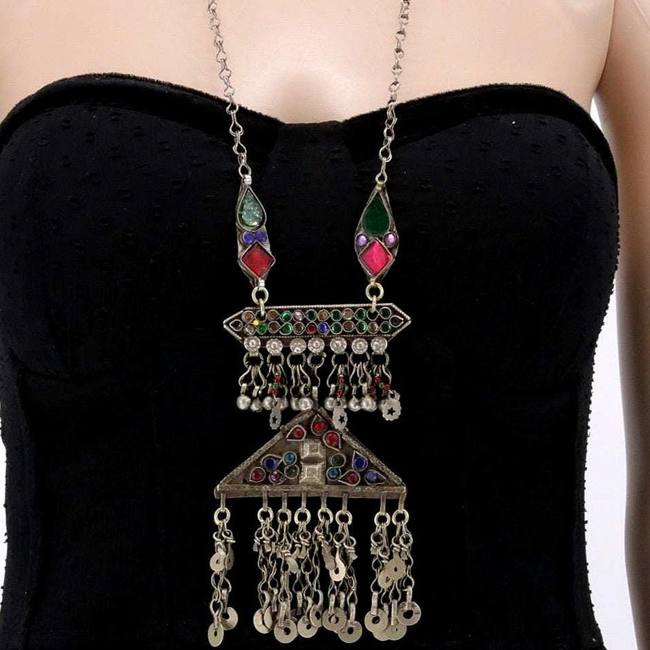 Vintage Afghan Statement Pendant Necklace