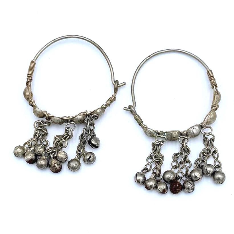 Vintage Handmade Kuchi Hoops Earrings