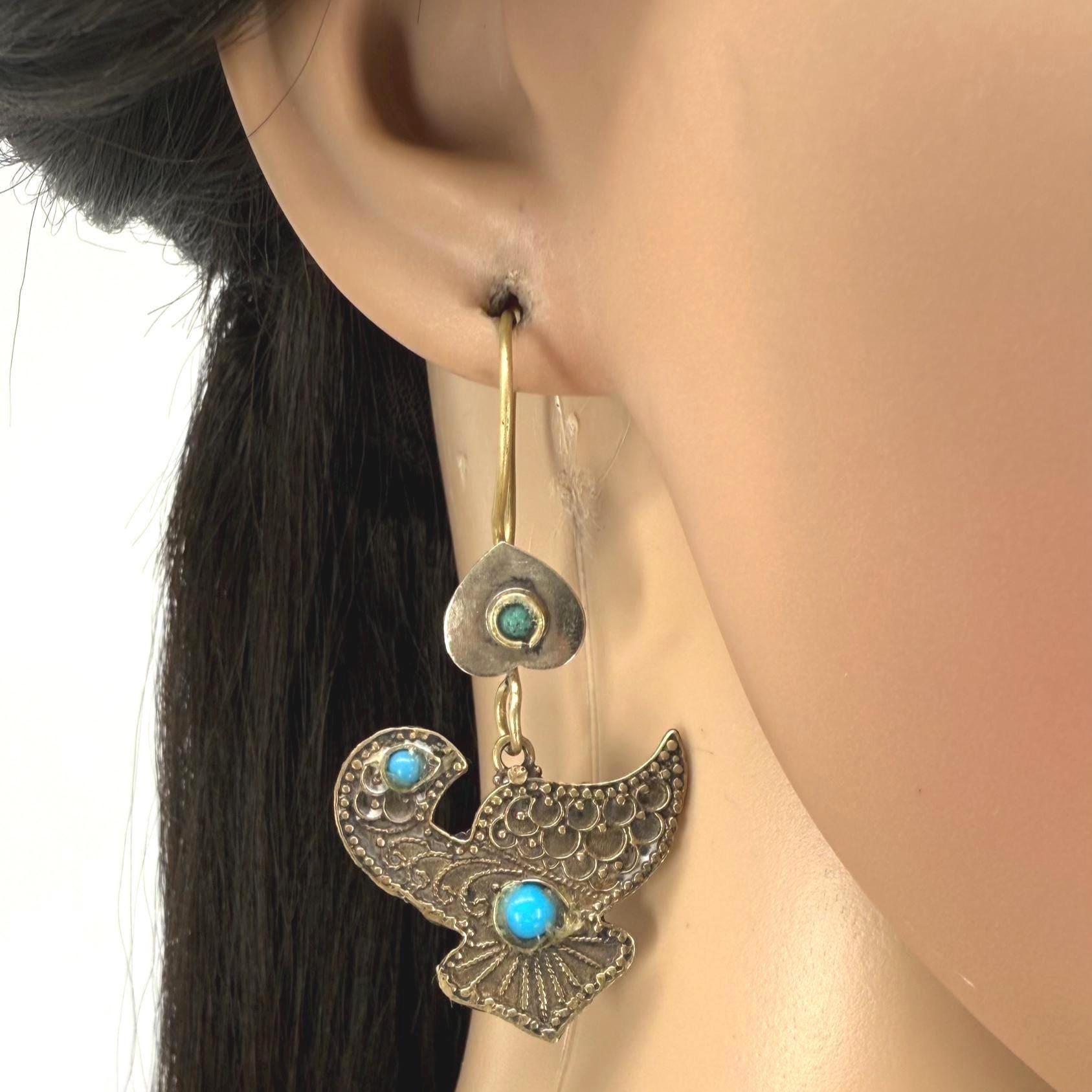 Afghan Vintage Handcrafted Bird Earrings Set