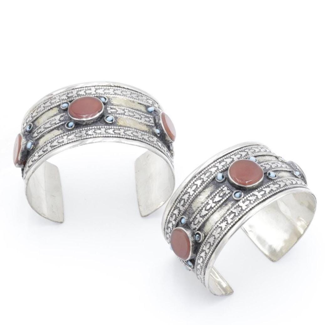Bohemian Afghan Kuchi Adjustable Cuff Bracelet Set
