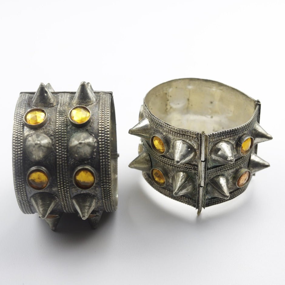 Vintage Afghan Tribal Spiked Cuff Bracelets
