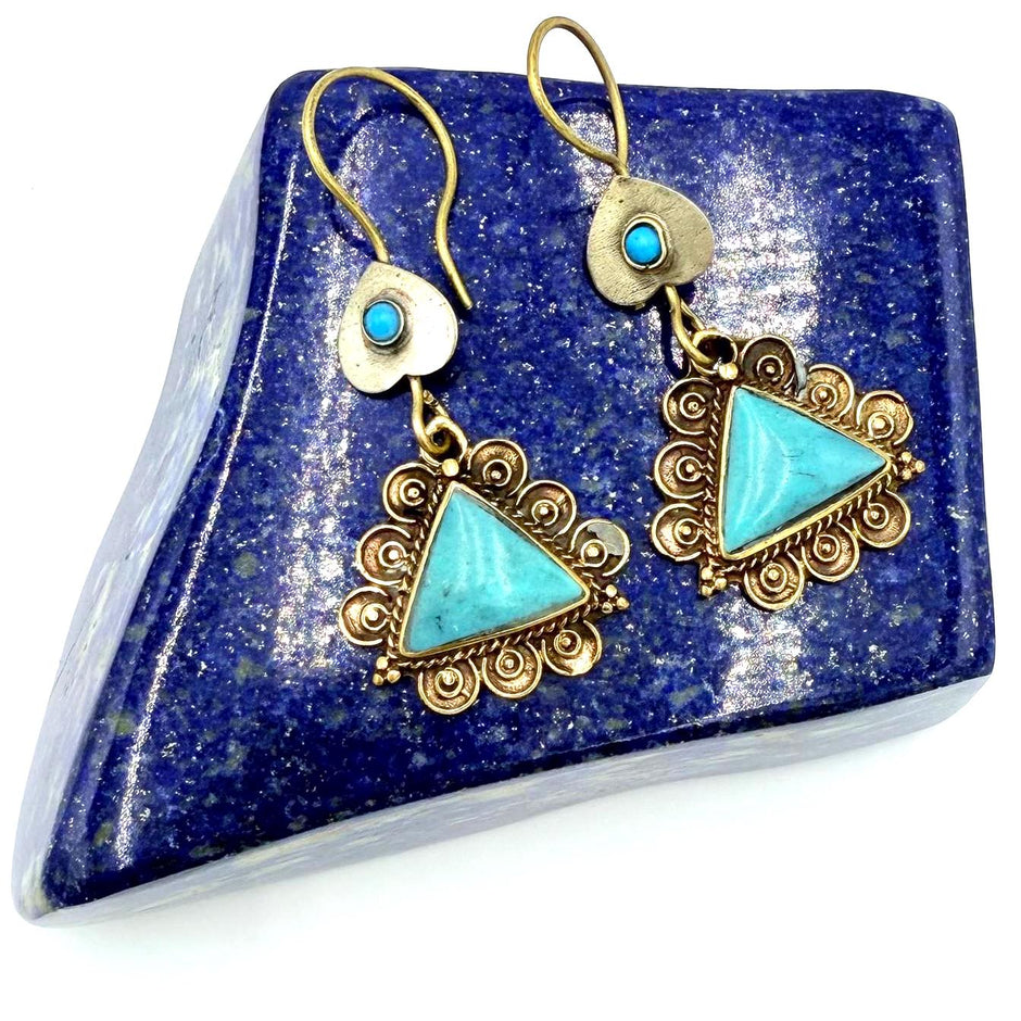 Vintage Afghan Triangle Earrings