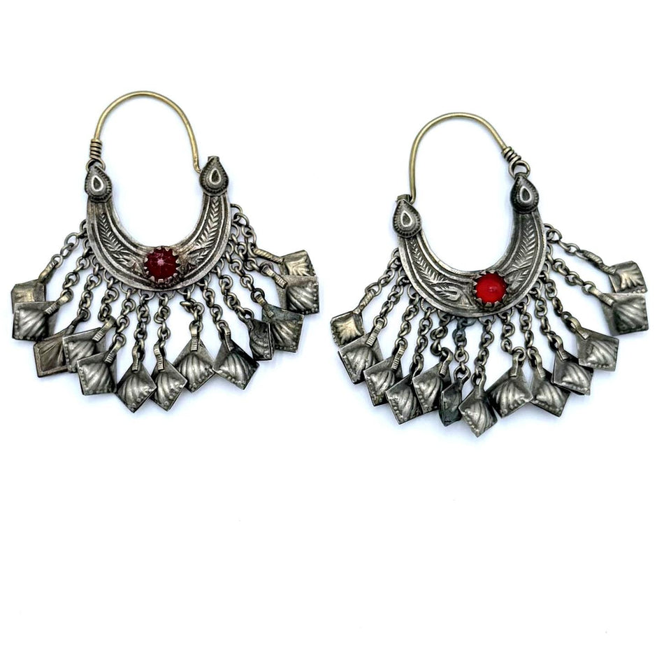 Vintage Handmade Kuchi Hoops Earrings