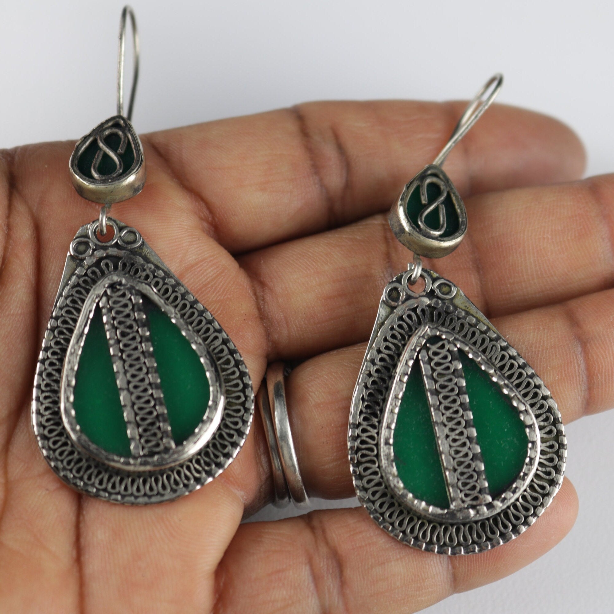 Vintage Afghani Tribal Teardrop Earrings