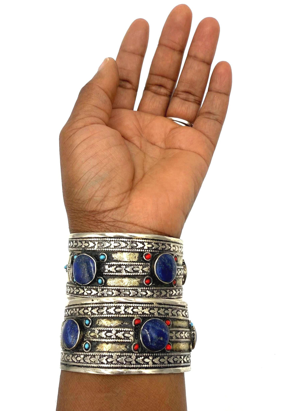 Bohemian Afghan Kuchi Adjustable Cuff Bracelet Set