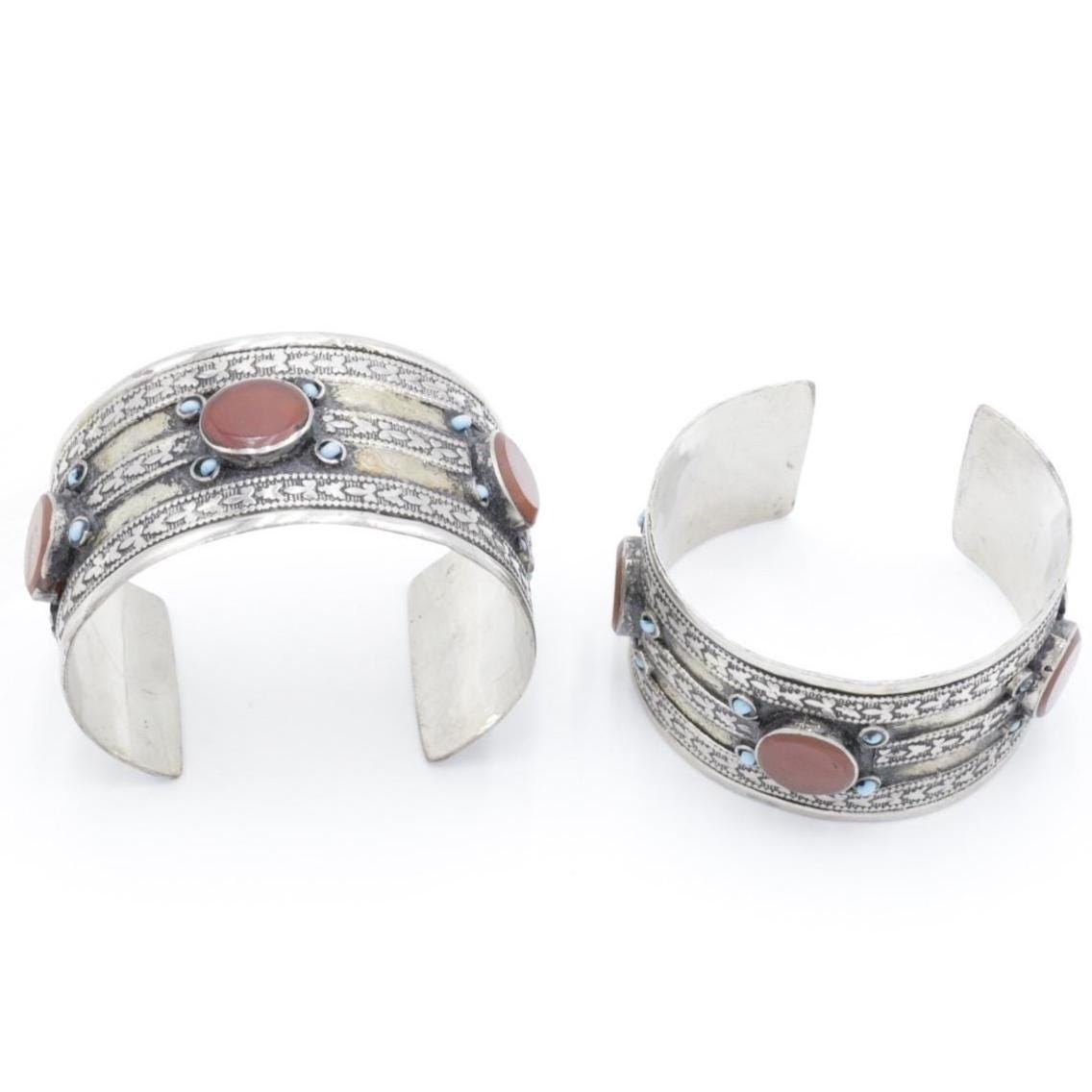 Bohemian Afghan Kuchi Adjustable Cuff Bracelet Set