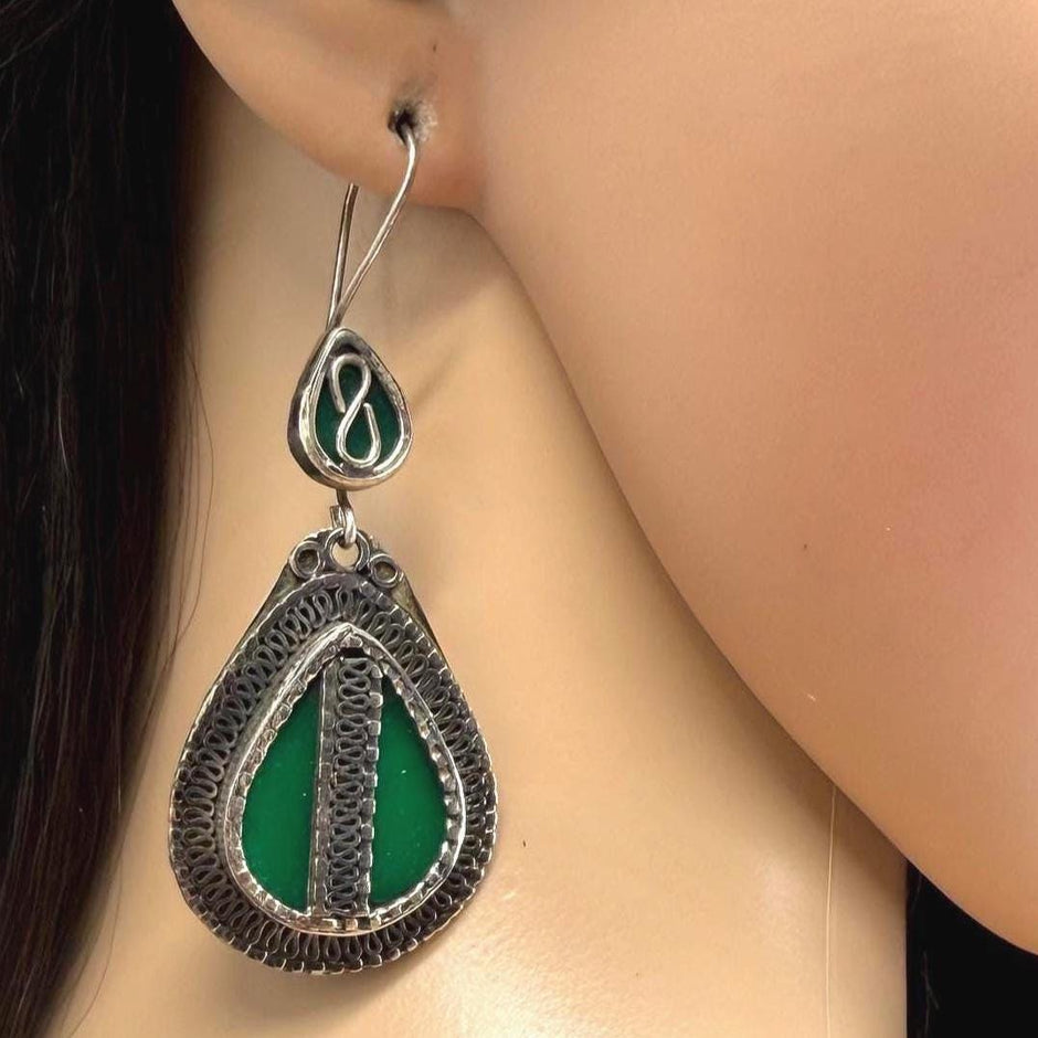 Vintage Afghani Tribal Teardrop Earrings