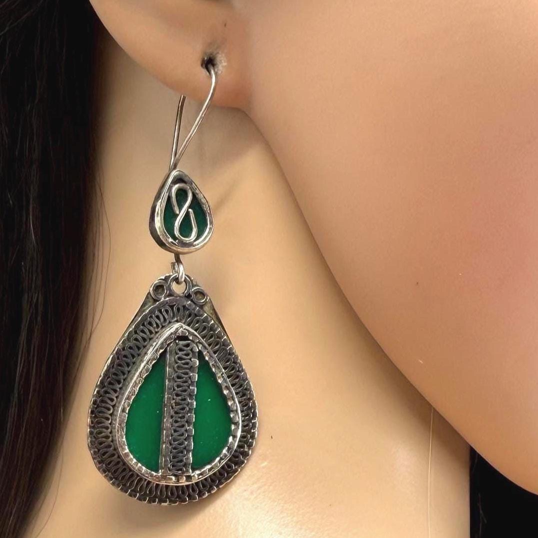 Vintage Afghani Tribal Teardrop Earrings