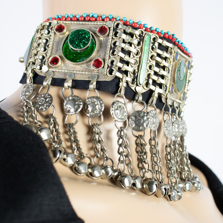 Green Vintage Style Afghan Choker Necklace