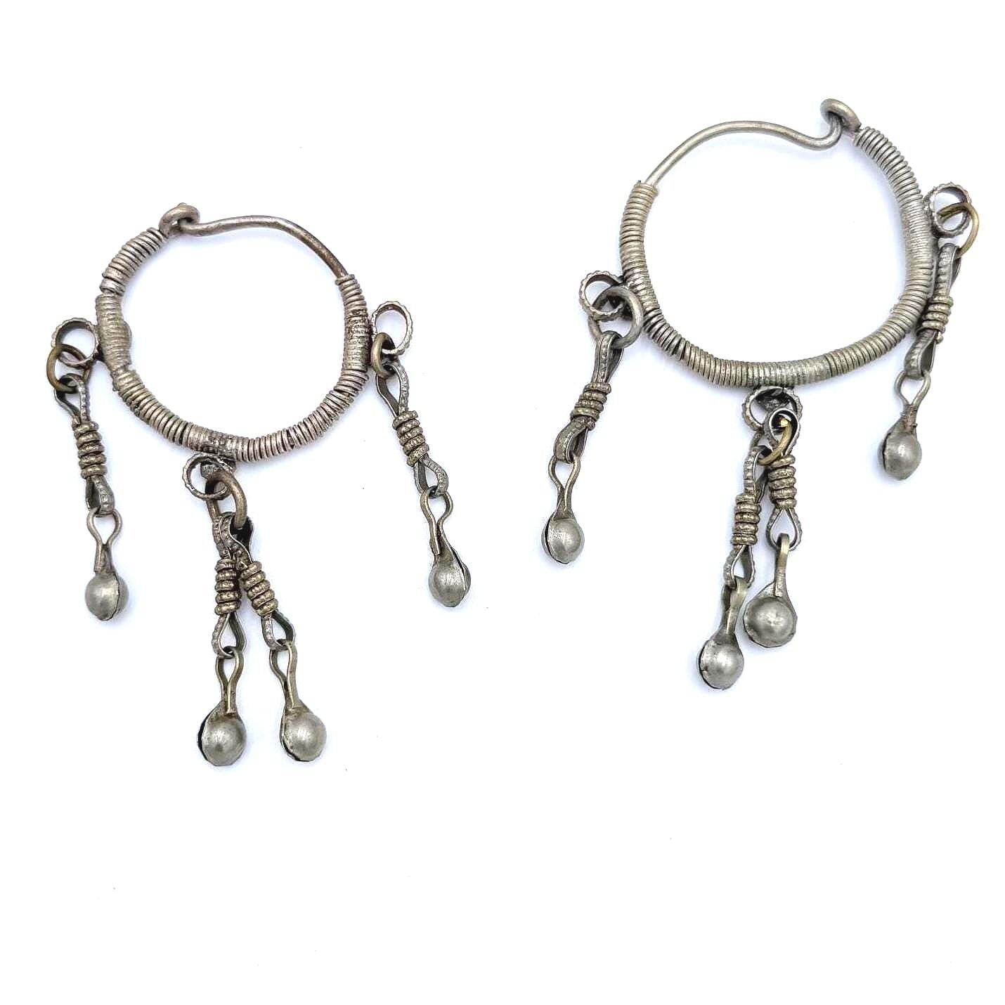 Vintage Afghan Tribal Hoop Earrings