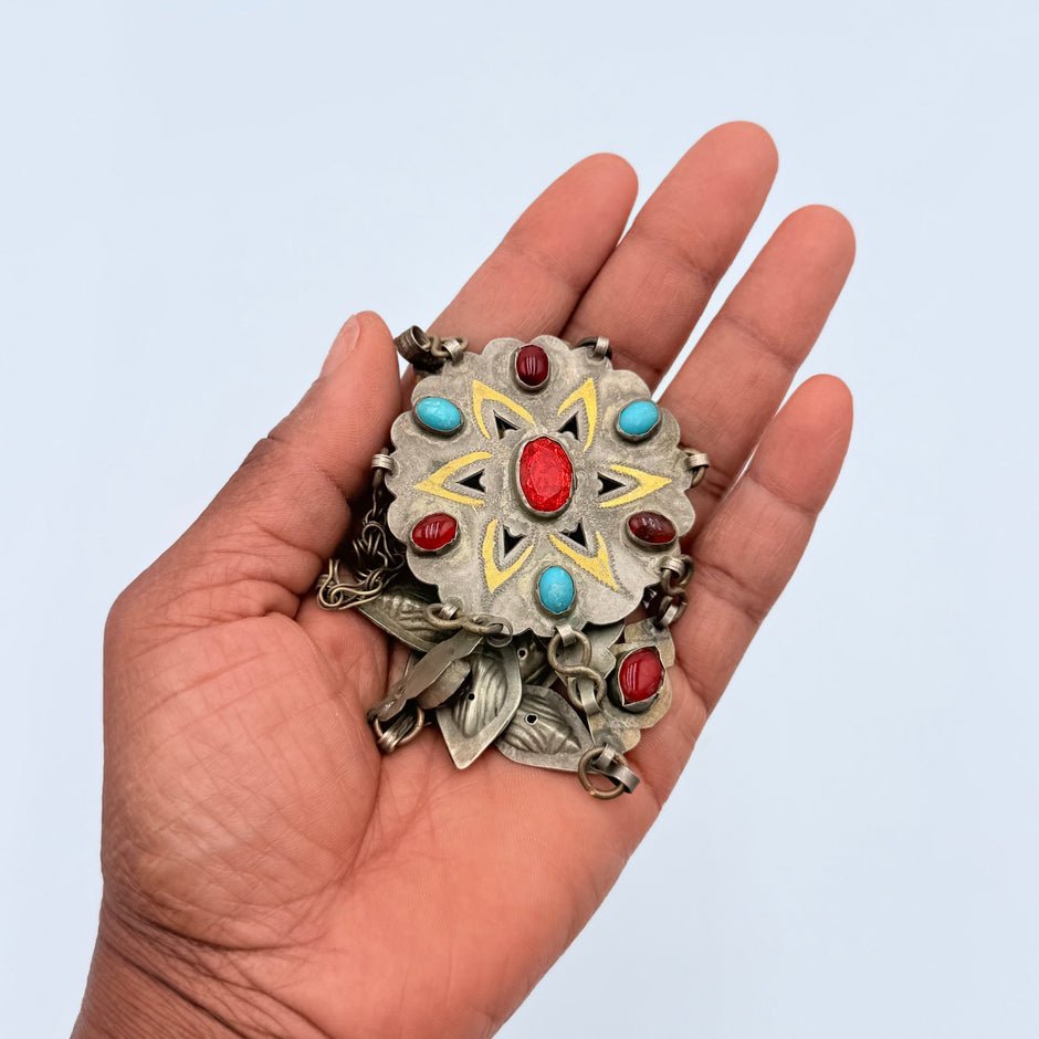 Vintage Afghani Handmade Pendant  Necklace
