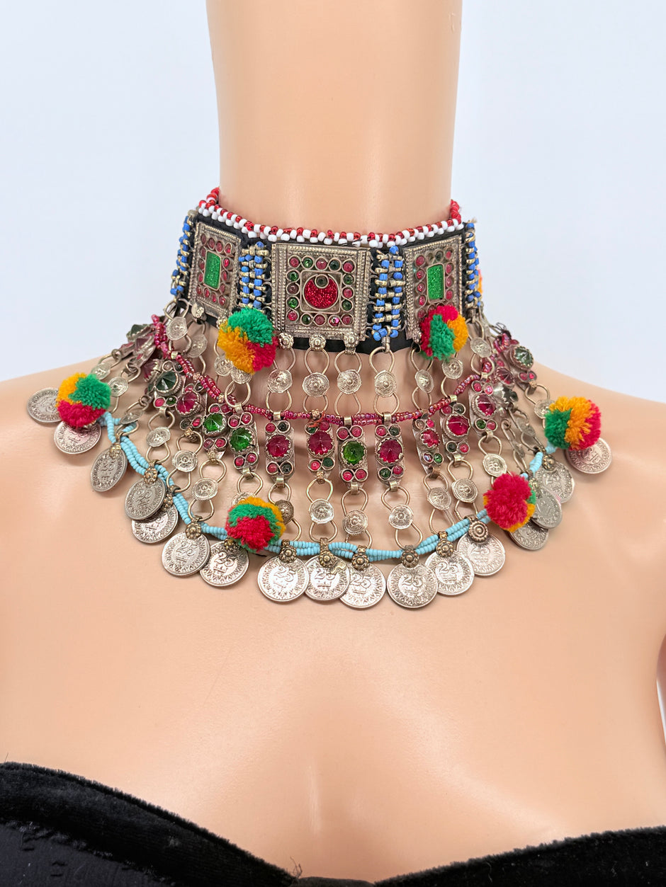 Vintage Afghan Tribal Choker Necklace