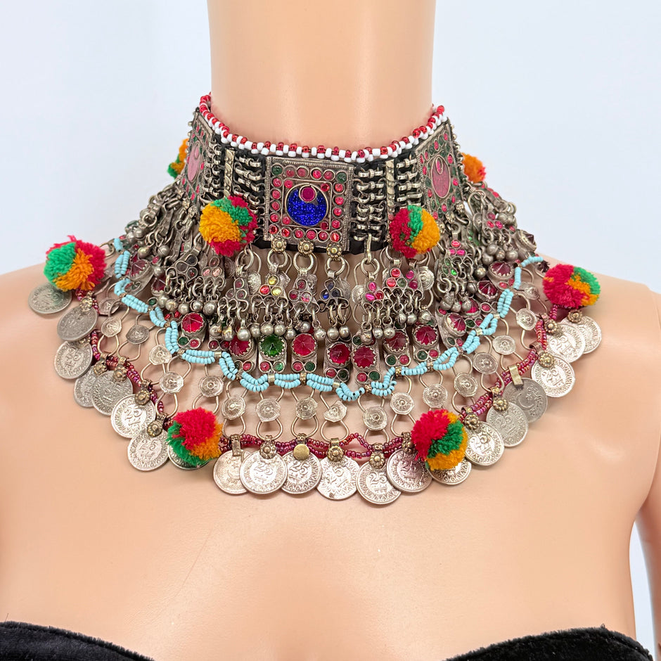 Vintage Afghan Tribal Choker Necklace