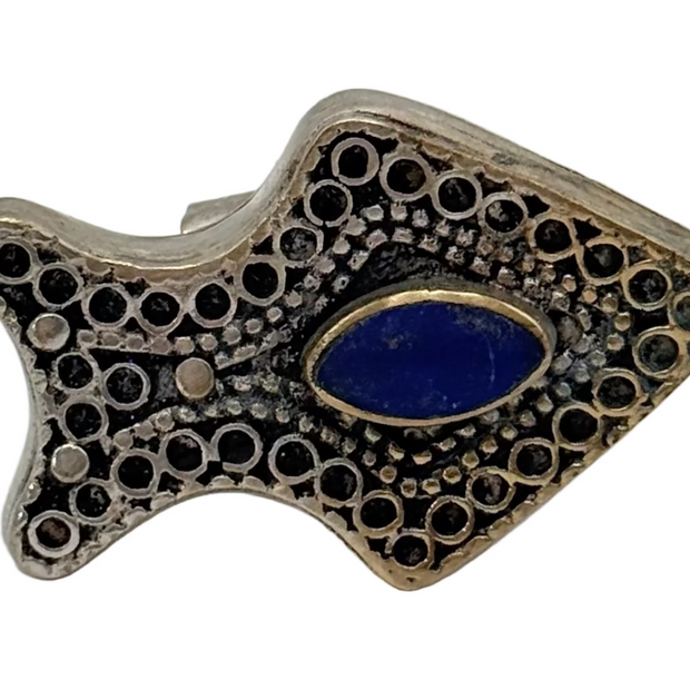 Vintage Afghan Kuchi Adjustable Ring with blue Lapis Stone