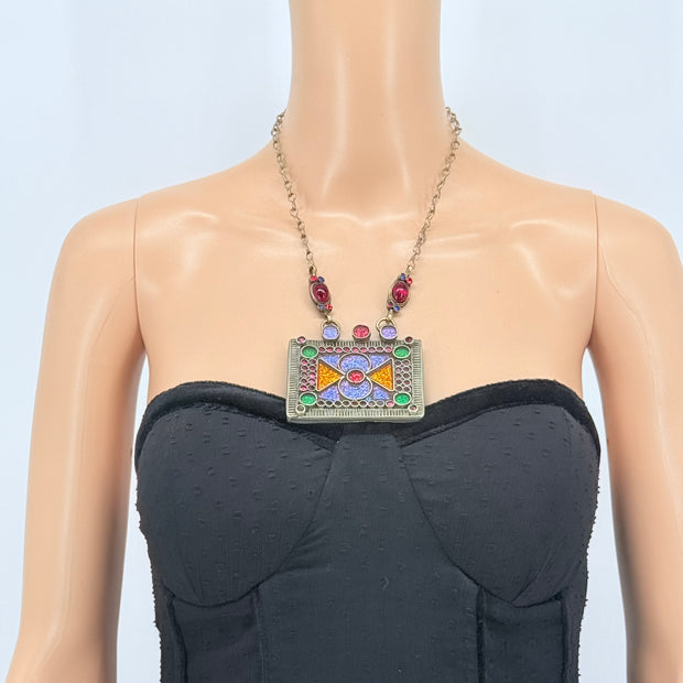 Vintage Afghan Pendant  Necklace