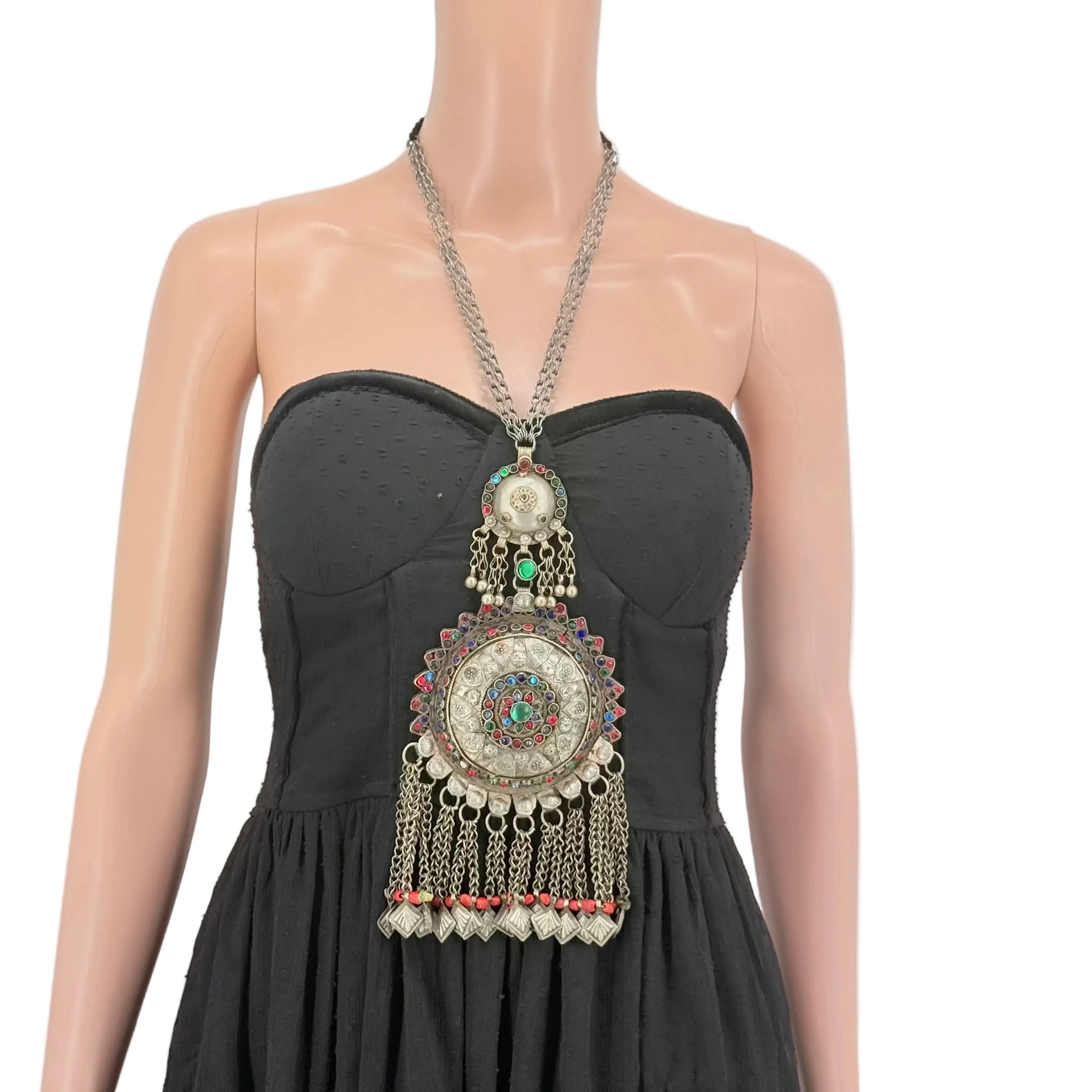 Vintage Afghani Kuchi Statement Beaded Necklace