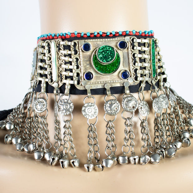 Green Vintage Style Afghan Choker Necklace