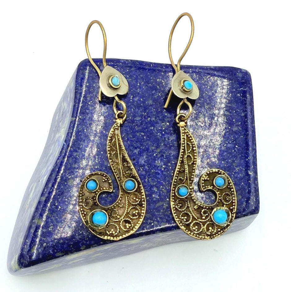 Turquoise Afghan Bird Earrings