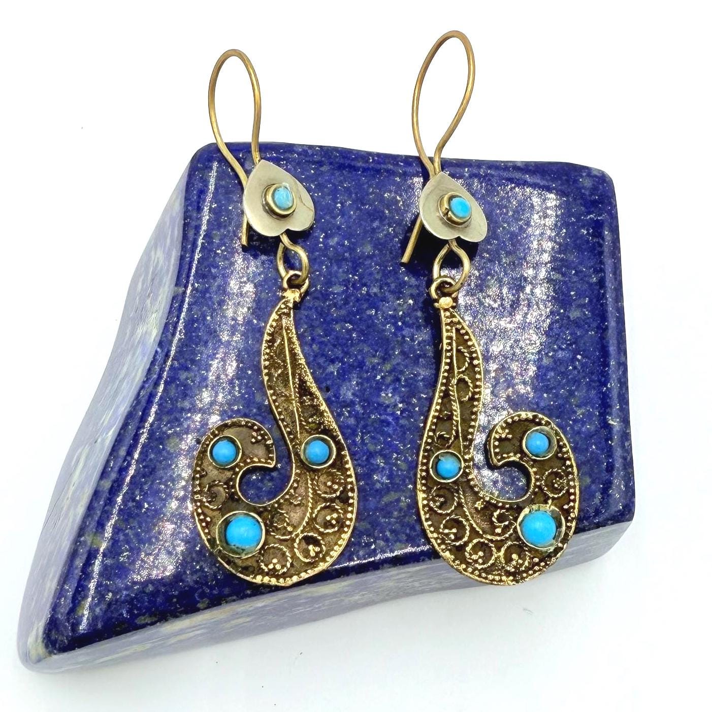 Turquoise Afghan Bird Earrings