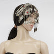 Vintage Turkmen Tribal Headpiece: Ethnic Alpaka Jewelry with Glass Beads & Tassels for Costuming
