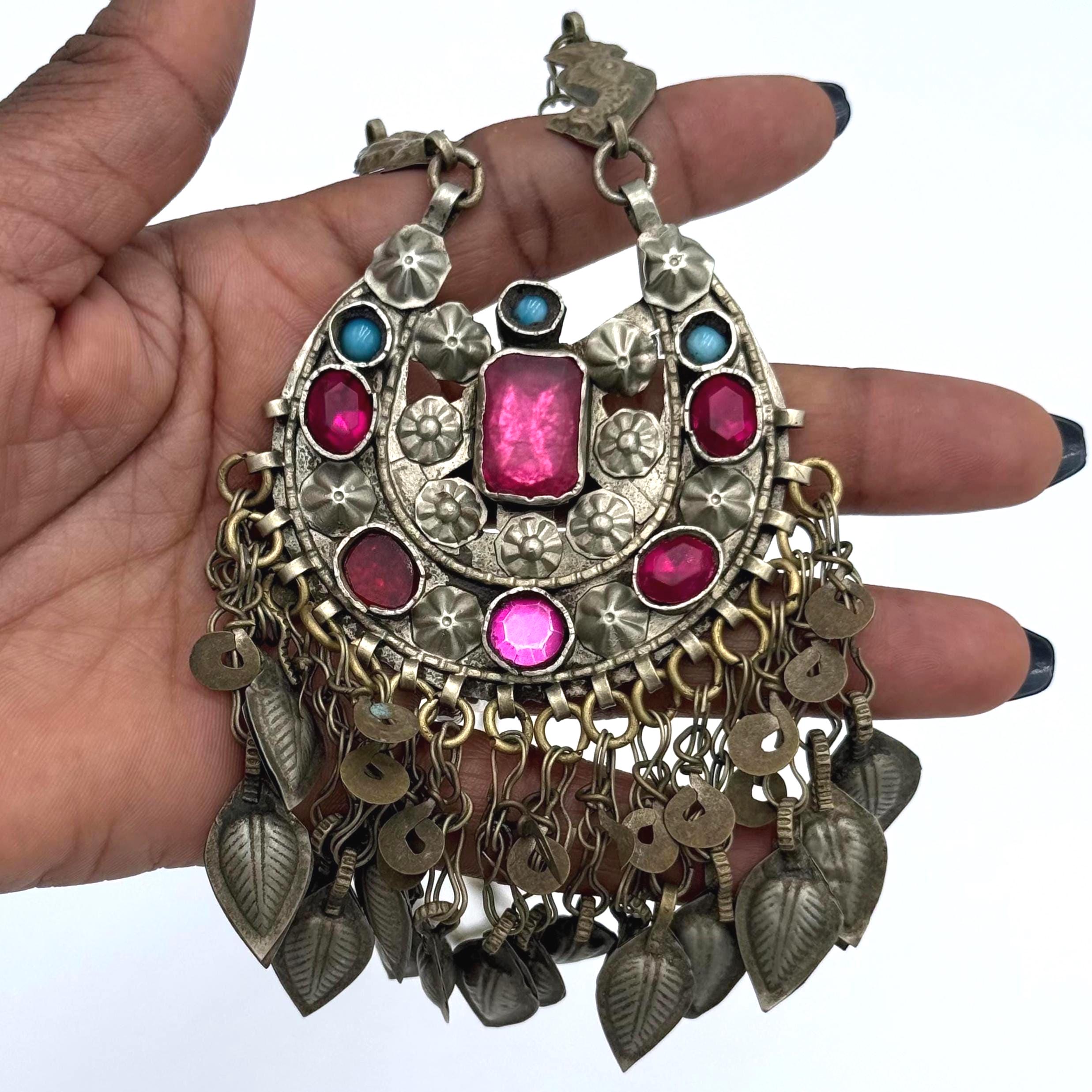 Vintage Afghan Statement Pendant Necklace