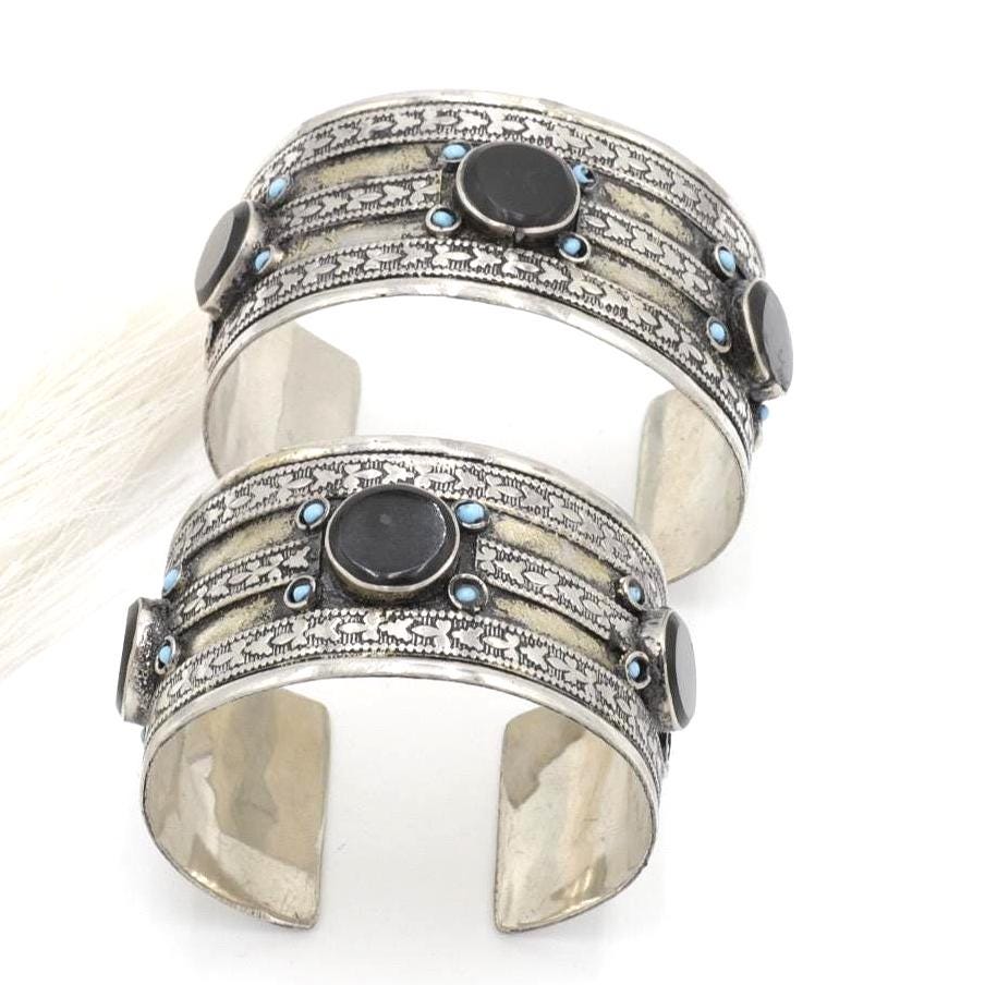 Bohemian Afghan Kuchi Adjustable Cuff Bracelet Set