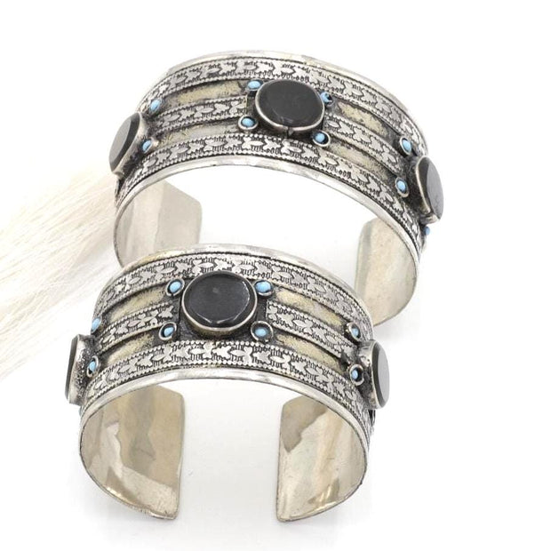 Bohemian Afghan Kuchi Adjustable Cuff Bracelet Set