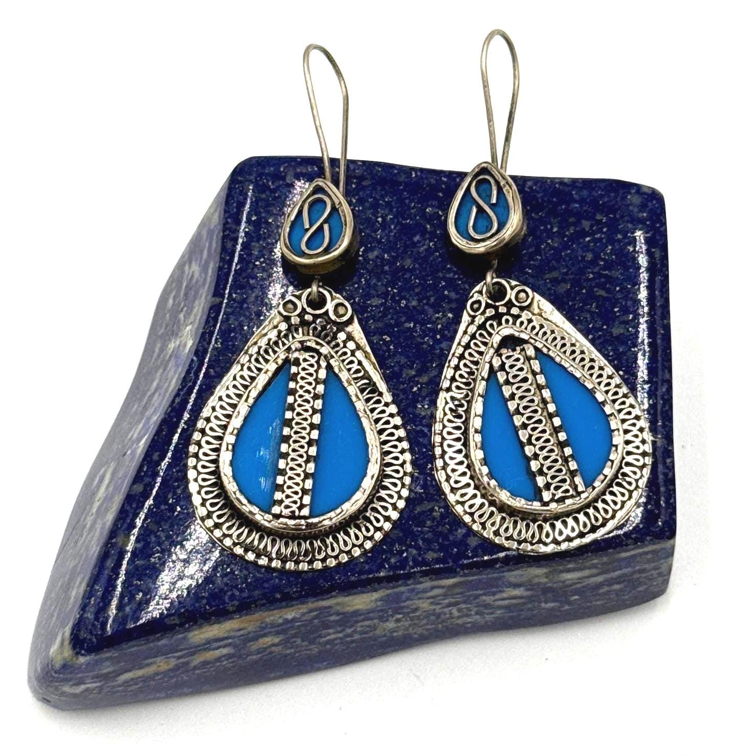 Vintage Afghani Tribal Teardrop Earrings
