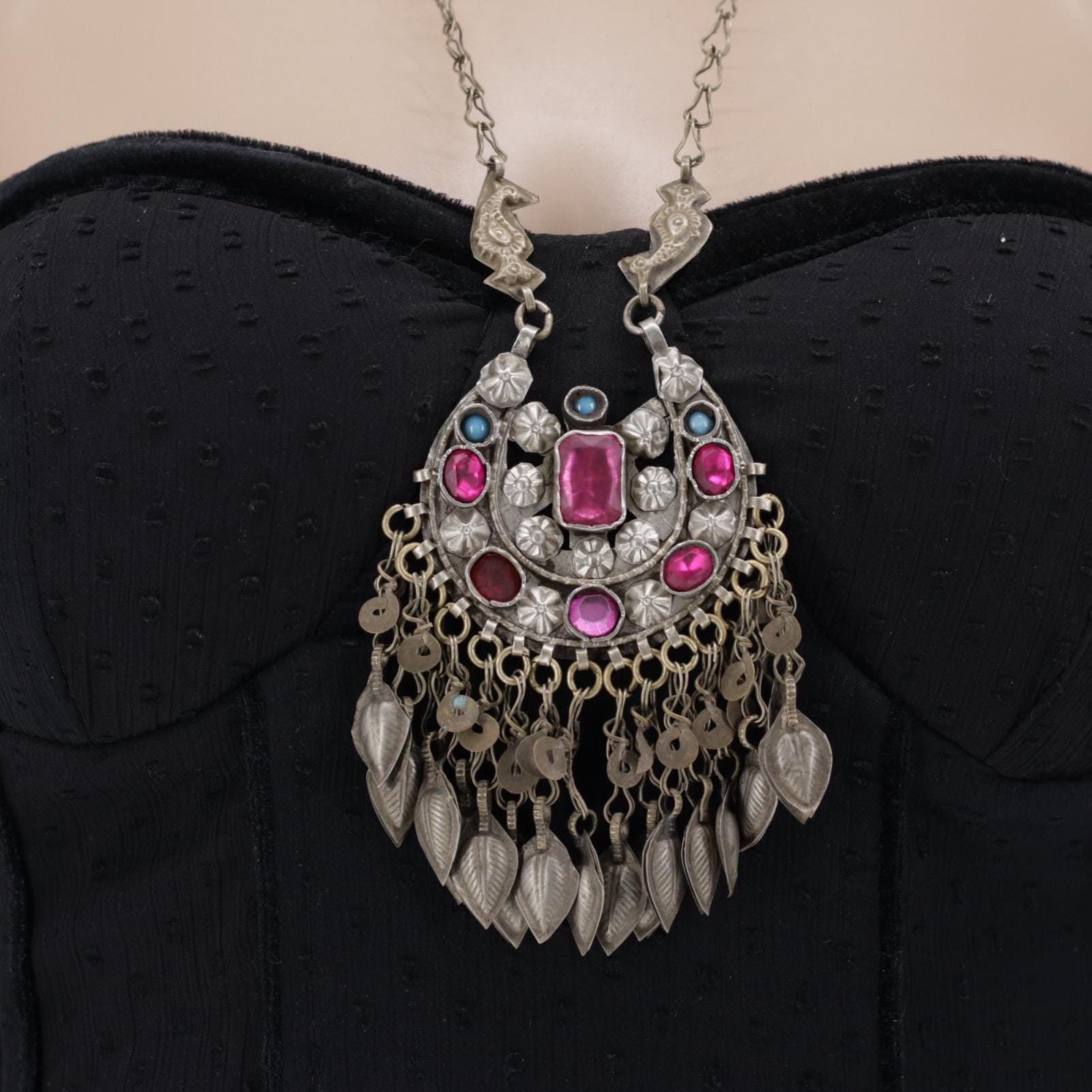Vintage Afghan Statement Pendant Necklace