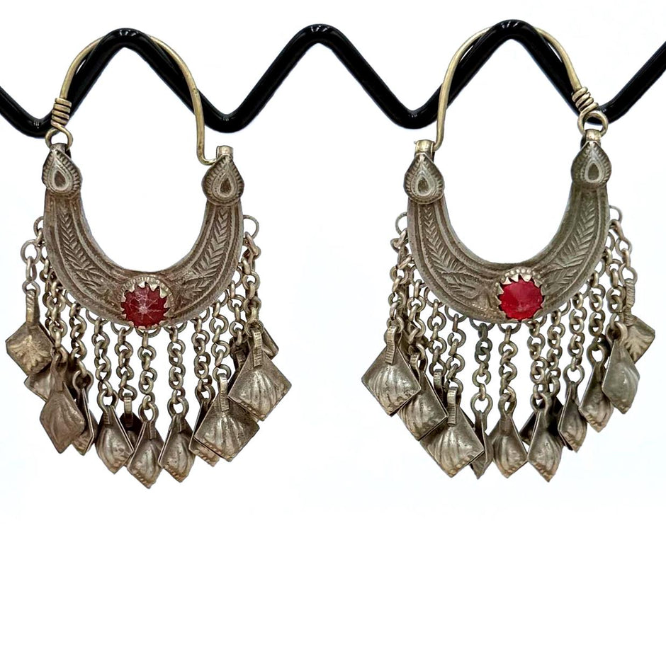 Vintage Handmade Kuchi Hoops Earrings