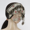 Vintage Turkmen Tribal Headpiece: Ethnic Alpaka Jewelry with Glass Beads & Tassels for Costuming