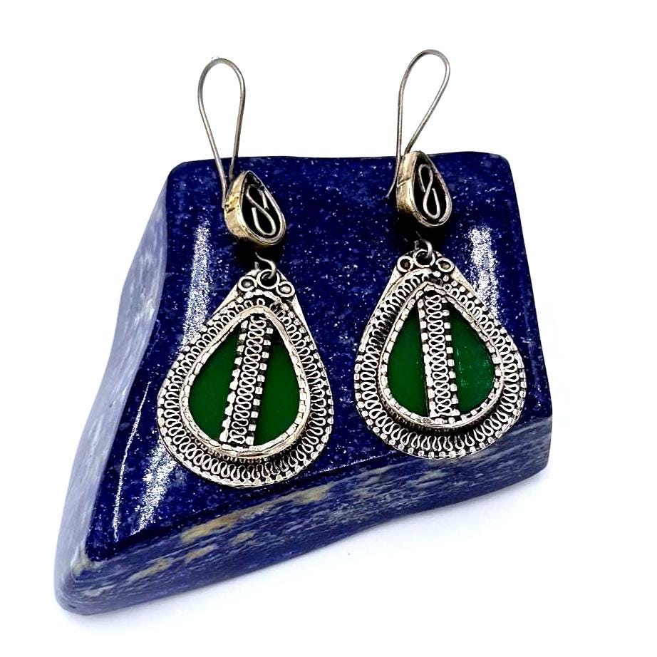 Vintage Afghani Tribal Teardrop Earrings