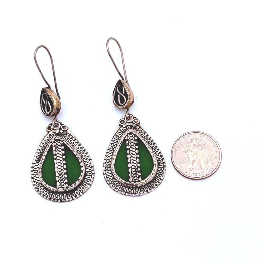 Vintage Afghani Tribal Teardrop Earrings