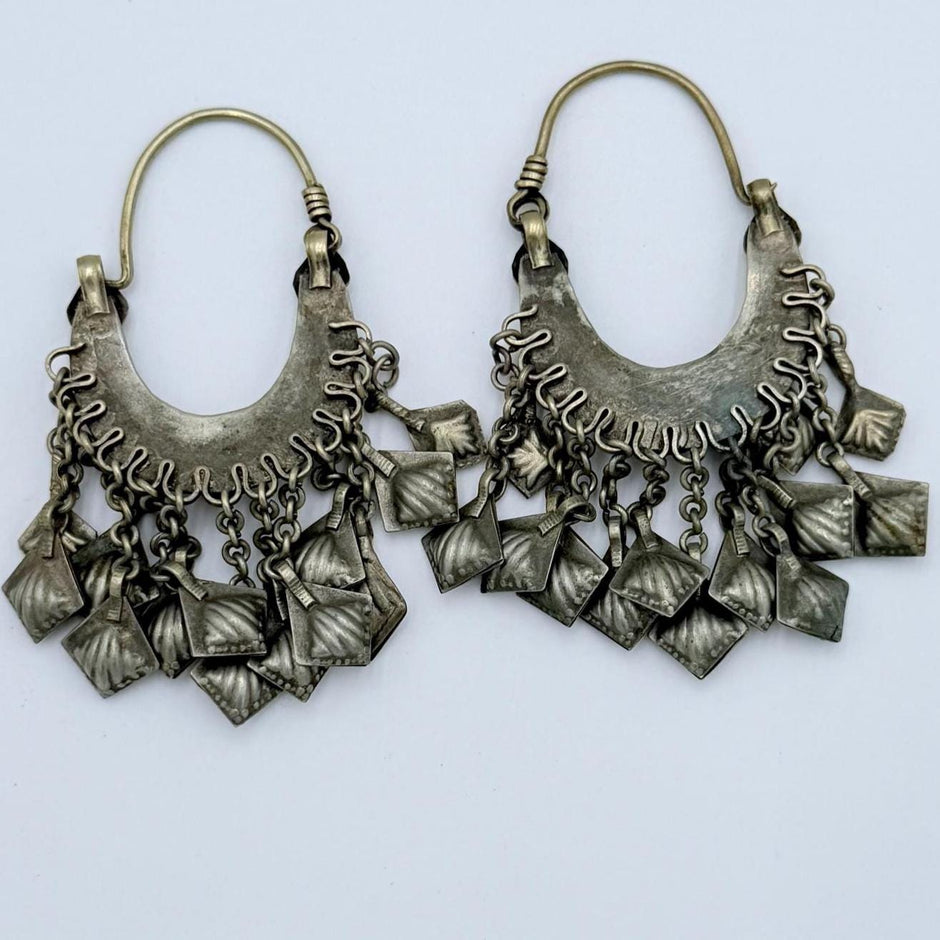 Vintage Handmade Kuchi Hoops Earrings