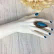 Vintage Afghan Kuchi Statement Ring - Blue Stone Boho Gypsy Ethnic Handmade Jewelry