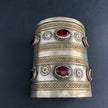Vintage Afghan Kuchi Cuff Bracelet: Bohemian Statement Piece with Aqeeq Stone